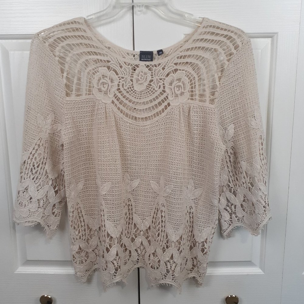 BLUE By Saks Fifth Avenue Natural Crochet Top